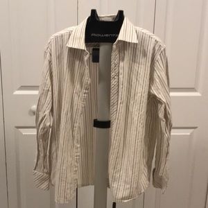 white and cream stripped shirt